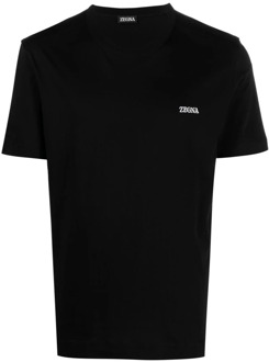 Ermenegildo Zegna Zwarte T-shirts & Polos voor Heren Ermenegildo Zegna , Black , Heren - 2Xl,Xl,L,M