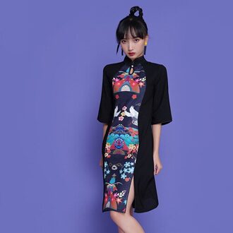 Erosie Bone Cheongsam Jonge Meisjes Kunnen Dragen Mode Temperament Verbeterde Versie Van Nationale Tij Zwarte Chinese Stijl Jurk