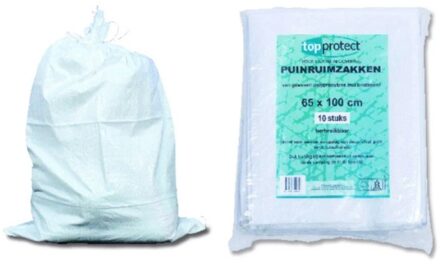 Erro 10x stuks puinzakken/afvalzakken/vuilniszakken met koord 65 liter - Vuilniszakken Wit