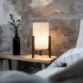 Eruca tafellamp, hoogte 39 cm, bruin/beige, hout/linnen bruin, beige