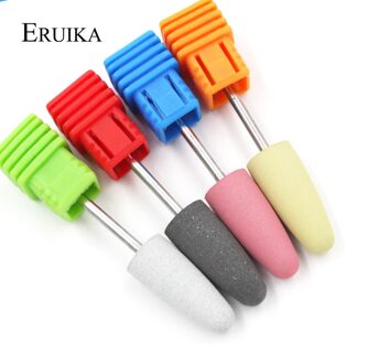 Eruika 4 Stk/set 10*24 Mm Rubber Silicon Nail Boren Grote Hoofd Bit Nail Buffer Mills Voor Manicure Pedicure cuticula Schoon Gereedschap