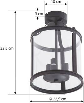 Eryk plafondlamp glas 3-lamps zwart, transparant