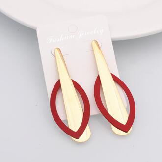 ES1046 Vrouwen Overdreven Stijl Oorbellen Geometrische Goud Rood Metalen Hanger Oorbellen Kleur Retro Oorbellen Mode-sieraden ES1055