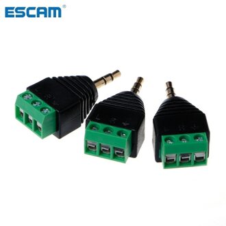 ESCAM 3 Stuks 3.5mm 1/8 Inch Stereo Male naar AV Schroef Video Balun Terminal 3.5mm Jack 3 Pin mannelijke Terminal Block Plug Connector