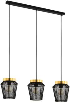 Escandidos Hanglamp - E27 - 92 cm - Zwart/Geelkoper/Goud Koper, Zwart