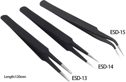 ESD-13 ESD-14 ESD-15 Anti-static Curved Straight Tip Forceps Precision Soldering Tweezers Set Electronic ESD Tweezers Tool