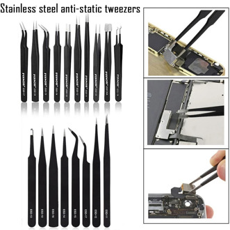 ESD Anti-Static Steel Tweezers Set Stainless steel anti-static tweezers, computer mobile phone service tool manicure tweezers