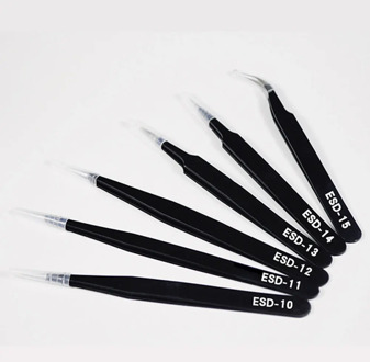 ESD anti-static tweezers for soldering SMD electronics steel set of tweezers for reparing phones including 6 pcs various sizes