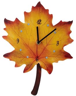 Esdoornblad Wandklok Vintage Hout Print Ronde Wandklok Stille Muur Horloge Batterij Operated Quiet Desk Klok