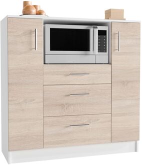 Esilo keuken planken, rekken kast 2 deuren, 2 laden, 1 plank eik decor, wit.