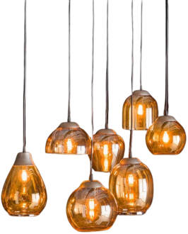 Esmeralda hanglamp 7L mix amber glas Goudkleurig