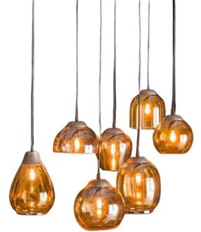 Esmeralda hanglamp 7L mix amber glas Goudkleurig