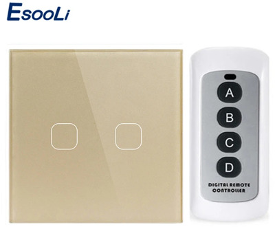 Esooli EU/UK Standard 1/2/3 Gang Wireless Remote Control Light Touch Switches, Smart Home RF433 Remote Control Wall Switch