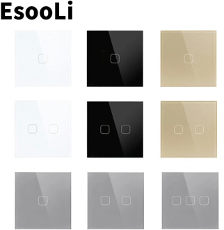 EsooLi Wall Touch Sensor Switch,EU/UK Standard Light Switch,Crystal Glass Switch Power,1/2/3 Gang 1 Way,AC220,Light Wall Touch