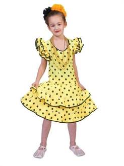 Espa Geel flamencokostuum met stippen voor meisjes - Verkleedkleding - 128-140