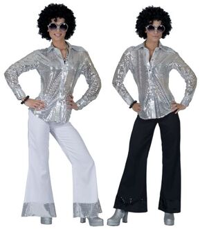 Espa Zilverkleurige disco blouse met lovertjes voor vrouwen - Volwassenen kostuums