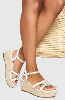 Espadrilles Met Uitgesneden Details En Platforms, White - 40