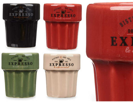 Espresso/koffie kopjes set Italia - 12x - kleuren mix - 80ml - Porselein - met print - Koffie- en theeglazen Zwart