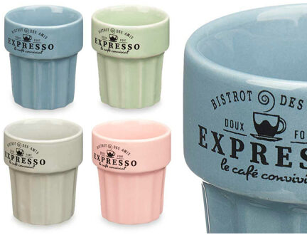 Espresso/koffie kopjes set Italia - 12x - pastel kleuren mix - 80ml - Porselein - met print