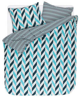 Esprit Dekbedovertrek Flanel Criss Cross Aqua-240x200/220 Blauw