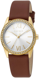 Esprit Elegant Clara Leather Watch with Crystals Esprit , Yellow , Dames - ONE Size