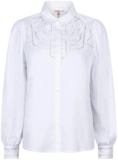 ESQUALO blouse Blouse chest embroidery Sp24.14037/120 off white Esqualo , White , Heren - M,S,3Xl