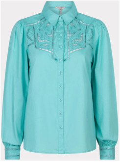 ESQUALO blouse Blouse chest embroidery Sp24.14037/627 pool blue Esqualo , Blue , Heren - 2Xl,L,M,3Xl