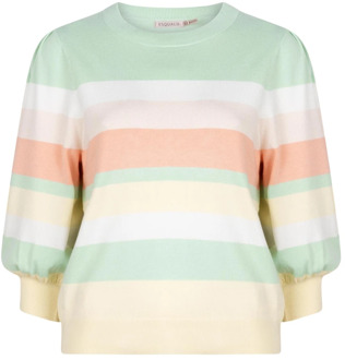 ESQUALO pullover Sweater stripes Sp24.07024/357 pistache Esqualo , Multicolor , Heren - L