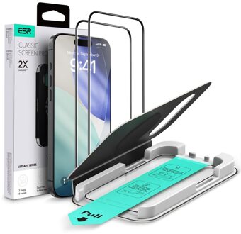 Esr iPhone 17 (2 stuks) Tempered Glass screenprotector - Installatie tool - Case Friendly - Militair Getest Glas Wit