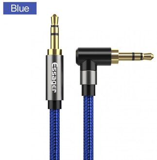Essager Audio Kabel Jack 3.5Mm Male Naar Mannelijke Luidsprekerkabel 90 Graden Haakse Aux Kabel Voor Xiaomi Hoofdtelefoon uitbreiding Draad Lijn blauw