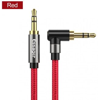 Essager Audio Kabel Jack 3.5Mm Male Naar Mannelijke Luidsprekerkabel 90 Graden Haakse Aux Kabel Voor Xiaomi Hoofdtelefoon uitbreiding Draad Lijn rood