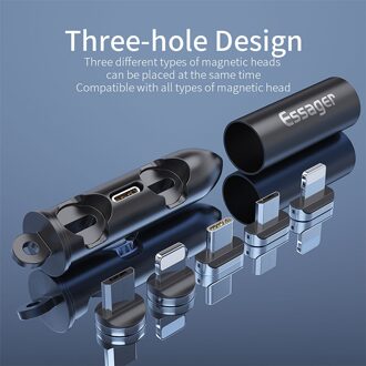 Essager Draagbare Magnetische Plug Box Adapter Metalen Opslag Container Voor Iphone Micro Usb Type C Magneet Charger Cable Connector blauw