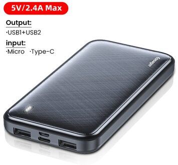 Essager Pd 20W 10000 Mah Power Bank Draagbare Opladen Externe Batterij Oplader 10000 Mah Powerbank Voor Iphone Xiaomi Mi poverbank 2.4A zwart