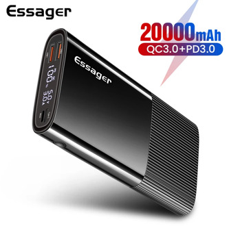 Essager Power Bank 20000mAh USB Type C PD QC 3.0 Powerbank Portable External Battery Pack Charger For Xiaomi 20000 mAh Poverbank