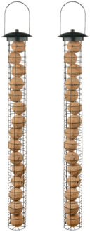 Esschert Design 2x stuks grote vogel voedersilo voor vetbollen metaal 83 cm