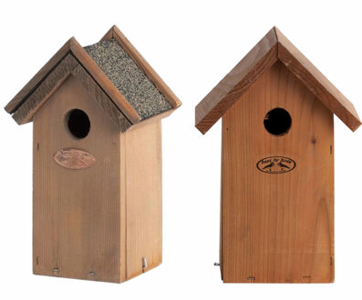 Esschert Design 2x stuks houten vogelhuisjes - nestkastjes - 27 x 17 cm / 22 x 16 cm