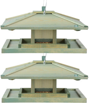 Esschert Design 2x stuks japans vogelhuisje/voedersilo hout 38 cm
