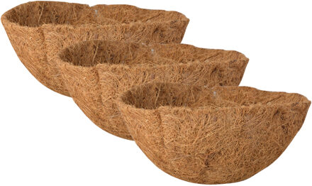 Esschert Design 3x stuks voorgevormde inlegvellen kokos voor hanging basket 25 cm - kokosinleggers