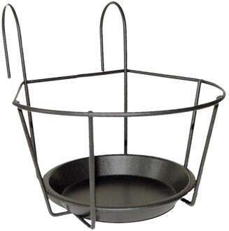 Esschert Design Balkon bloempothouder - bloembak met ophanging - zwart metaal - 18 x 23 x 16 cm - rond - Plantenbakbeuge