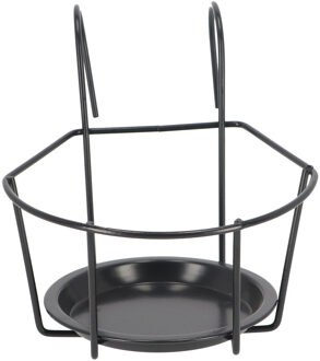 Esschert Design Balkon bloempothouder - bloembak met ophanging - zwart metaal - 18 x 23 x 16 cm - rond