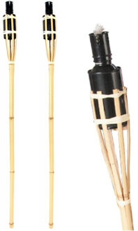 Esschert Design Bamboe tuinfakkel - 2x - 90 cm - Tuin decoratie/tuinverlichting - Oliefakkels navulbaar