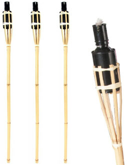 Esschert Design Bamboe tuinfakkel - 3x - 90 cm - Tuin decoratie/tuinverlichting - Oliefakkels navulbaar