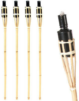 Esschert Design Bamboe tuinfakkel - 4x - 90 cm - Tuin decoratie/tuinverlichting - Oliefakkels navulbaar