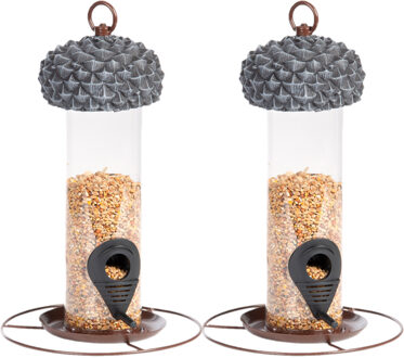 Esschert Design Best for Birds Vogelvoedersilo - 2x stuks - metaal/PCV - 27 cm - vogel voederplek