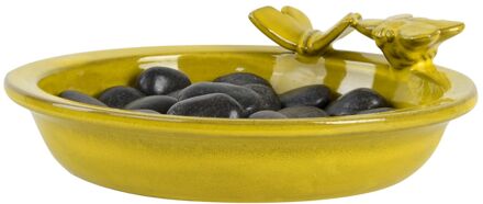 Esschert Design Bijen- en vlinder drinkschaal - geel - steen - 27 x 27 x 9 cm - Dieren drinkbak