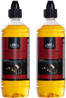 Esschert Design Bio lampenolie citronella - 2x - 750 ml - citrusgeur - fakkelolie - olie citroen