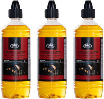 Esschert Design Bio lampenolie citronella - 3x - 750 ml - citrusgeur - fakkelolie - olie citroen