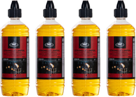 Esschert Design Bio lampenolie citronella - 4x - 750 ml - citrusgeur - fakkelolie - olie citroen
