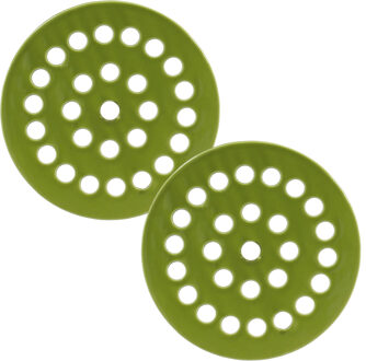 Esschert Design Bloemenschikker voor in vaas - 2x - bloemverdeler - Dia 12,5 cm - groen - vaas raster - dolomiet