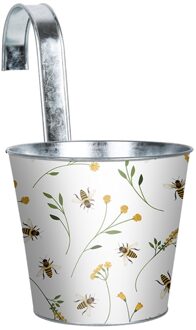 Esschert Design Bloempot met haak bijen wit